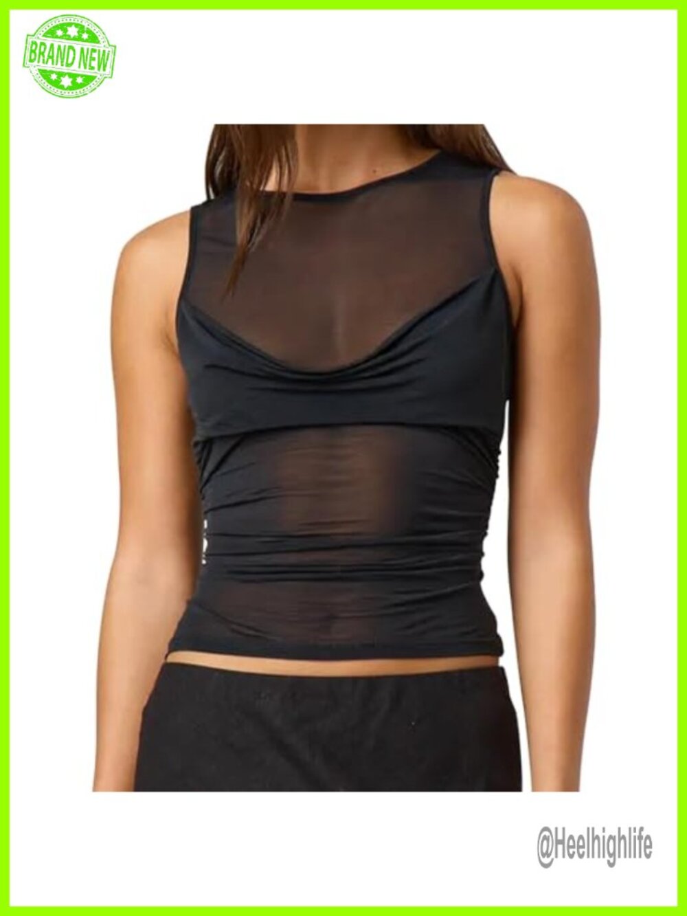 Sheer Mesh Tank Top Y2K Going Out Cami Women's Sleeveless Crop Top